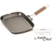 Antik Ars Bistecchiera Delizia Manico pieghevole antiaderente alluminio pressato Nero 24x32 cm