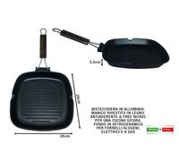 HOME Bistecchiera Delizia – Manico pieghevole, Antiaderente, Alluminio pressofuso 26x26 cm