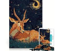 Antilope a riposo sotto una notte stellata - Puzzle da 1000 pezzi per ragazzi - Gioco di puzzle per stimolare la creatività e il relax - Design chiaro - Regalo per le festività (38x52cm)