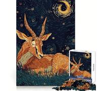 Antilope a riposo sotto una notte stellata - Puzzle da 1000 pezzi per ragazzi - Gioco di puzzle per stimolare la creatività e il relax - Design chiaro - Regalo per le festività (38x52cm)