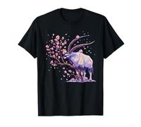 Antilope Fantasy con Albero Rosa Fiori di Primavera Maglietta