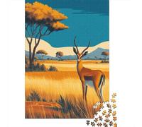 Antilopi in piedi nella savana dorataPuzzle 1000 Pezzi Per Adulti, Giochi Educativi, Sfide, Decorazioni Per La Casa38x26cm/1000pcs