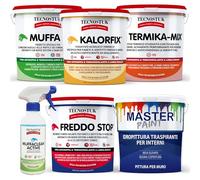 Antimuffa per Muri interni Muffa ko Kalorfix Freddo Stop Master Paint, Pittura Antimuffa per interni per eliminare la Muffa dai Muri (KIT COMPLETO ANTIMUFFA)