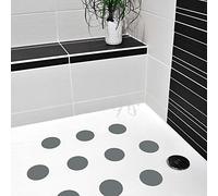 AnTina Tapes Adesivi grigi antiscivolo per doccia e vasca da bagno, adesivi certificati, antiscivolo e autoadesivi, come tappetino da bagno (10 pezzi, 9 cm (diametro), grigio)