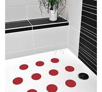 AnTina TAPES Adesivi rossi antiscivolo come cuscinetti per doccia e vasca da bagno, adesivi certificati antiscivolo e autoadesivi, come tappetino da bagno (10 pezzi, 9 cm (diametro), rosso)