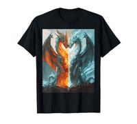 Antincendio e drago di ghiaccio Fantasy Arte Maglietta