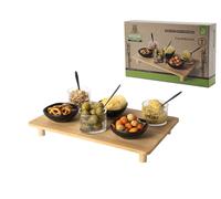 Antipastiera set aperitivo 10 PZ ciotole in ceramica bicchieri vetro cucchiaini