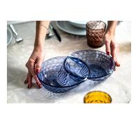 Antipastiera tre scomparti in Cristallo Acrilico Bio-based confezione Dimensioni 29,5x18,8xh 5,2 cm- colore Blu denim blu