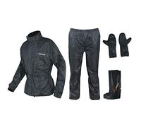 Antipioggia Completo Impermeabile Tuta Copri Guanto Copri Stivale Moto Nero 3XL