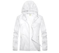 Antipioggia Giacca antipioggia ad asciugatura rapida, impermeabile, da pesca, unisex, for esterni, con protezione solare, leggera e traspirante, donna, giacca a vento per Viaggiare(White2,4XL)