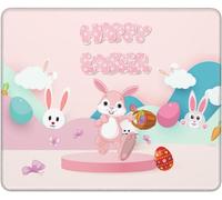 Antipolvere Tappetino Mouse, Happy Easter Bunny Eggs Tappetino per Il Mouse Confortevole Gaming Mousepad per Ufficio Laptop Casa