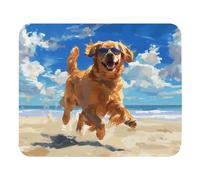 Antipolvere Tappetino per Il Mouse Cute Golden Retriever Playing on The Beach Gaming Mousepad Tappetino Mouse 25x30cm per Laptop,Notebook,Computer