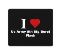 Antipolvere Tappetino per Il Mouse, I Love Us Army 8Th SFG Beret Flash, Antiscivolo Tappetini Mouse, Gaming Mousepad, 25X30cm, Computer, PC, Notebook