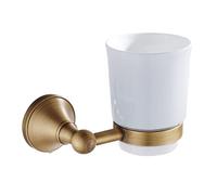 Antiquariato in Ottone Spazzolato Portaspazzolino Da Spazzolino Da Denti Bagno Retrò Spazzolino Da Denti Becher Detentore Parete Appeso Ceramica Singola Tazza Di Accessori Da Bagno