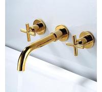 Antique all-Copper Wall-Mounted Basin Faucet Bathroom Concealed Embedded Wall out of Three-Hole Hot And Cold Water Faucet Black, Gold