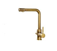 Antique Brass Kitchen Faucet, 1PCS Double Handle Deck Mount, Brass Purified Drinking Water Sink Mixer, Hot & Cold Water, Durable & Stylish Design