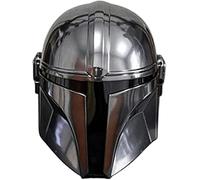 Antique Collection Casco mandaloriano in acciaio, fodera e cinturino per il mento, LARP/costumi/giochi di ruolo, Mandalorian, nero, circonferenza: 66 cm