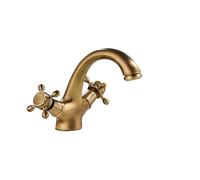Antique Faucet Bathroom Faucet Mixer In The Bathroom Washbasin Taps Mixer With Two Handles Deck Mounted Hot Cold Water(Antique Brass)