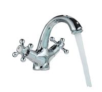 Antique Faucet Bathroom Faucet Mixer In The Bathroom Washbasin Taps Mixer With Two Handles Deck Mounted Hot Cold Water(Chrome)