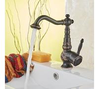 Antique Faucet Carved Basin Hot And Cold Water Faucet washbasin Single Handle Single Hole heightened Brass European Swivel, c Black Rose Dwarf Dragon Head