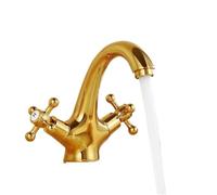 Antique Faucet Hot And Cold Water Crane Bronze Brushed Sink Faucet Black Bathroom Swan Vintage Basin Sink Mixer Crane 7422(Golden,G3/8)