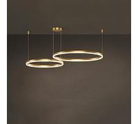 Antique Gold 4 Ring Living Dimmable LED Hanging Large Pendant Light Adjustable Round Chandelier for Kitchen Dining Room Bedroom Foyer Hotel Office