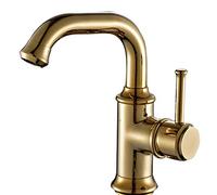 Antique Kitchen Faucets Brass Brushed Black Gold Basin Faucet Single Handle Single Hole Mixer Taps Hot Cold Deck Mount,Gold 203Mm
