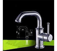 Antique Kitchen Faucets Brass Brushed Black Gold Basin Faucet Single Handle Single Hole Mixer Taps Hot Cold Deck Mount,Silver 203Mm