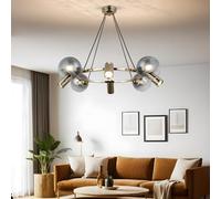 Antique Lacquer Chandelier, corpo in metallo, altezza regolabile 30-110 cm, tappo in vetro Ø14, 4 prese E27 e 4 prese GU10, elegante illuminazione per la decorazione della casa