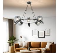 Antique Lacquer Chandelier, corpo in metallo, altezza regolabile 30-110 cm, tappo in vetro Ø14, 4 prese E27 e 4 prese GU10, elegante illuminazione per la decorazione della casa