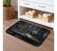 Antique Library - Tappetino da bagno ad asciugatura rapida, con libri vintage e globo, assorbente, antiscivolo, in flanella, decorativo, lavabile, 40,6 x 61 cm