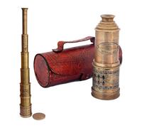 Antique Telescope 1915 London Brass Maritime 15x Vintage Pirate Spyglass Telescopio - Ottone funzionale & Clear Vision Pirate Telescopio 45,7 cm con custodia in pelle - Meraviglioso regalo (telescopio
