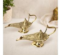 Antique Vintage Aladdin Lampada Ad Olio In Ottone Dorata Per Chirag, 2