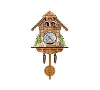 Antique Wooden Cuckoo Clock with Swinging Pendulum and Birdhouse Design