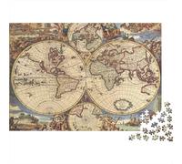 Antique World Map 1000 Pezzi Puzzle Vecchia Mappa del Mondo in Cartone Riciclato per Adulti Gioco Educativo Antistress Decorazione Murale e Regalo Regalo Anniversario 38x26cm