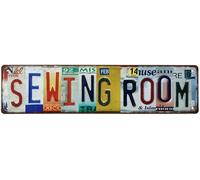 Antiruggine Cartello in Metallo Sewing Room Street Sign Tavolo da gioco Cartelli stradali per Feste a tema,Cucina,Gestori di locali,Cortile S