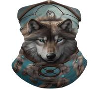 Antiscivolo Bandana,3D Wolf Dream Catcher,Ghetta da Collo Antivento Sciarpa al Collo per Sports Adulto Donna 26X30cm