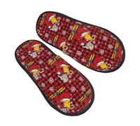 Antiscivolo Calde Ciabatte Vintage Santa Skiing Red Plaid House Shoes Comode Ciabatte Calde Per Casa, Viaggi, Camera Da Letto L