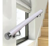 Antiscivolo in PVC bianco per scale interne 50 600 cm regolabile maniglione da parete con staffa argento sicuro asilo corridoio guardrail (220 cm 2,2 m)