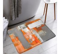 Antiscivolo per pavimenti bagnati Tappeto d'Ingresso Orange Gray Abstract Bstrokes Painting Art Modern Boho Farmhouse Tappeti barriera Tappetino Doccia 40×60cm per Doccia,Terrazzo,Soggiorno
