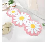 Antiscivolo per Tappeti Morbido Shaggy Lavabile Rosa,Tappeto Bagno Assorbenti con Supporto in TPR per WC Cucina Porta D'ingresso,Tappetino Floreali per Camera da Letto Soggiorno Lato Letto,60x130cm