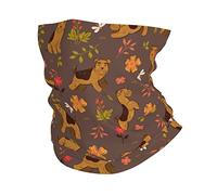 Antiscivolo Sciarpa a Tubo, Ghetta da Collo Funny Terrier Dogs And Flowers Brown Unisex Sciarpa al Collo per Donna Escursionismo Bambini