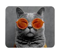 Antiscivolo Tappetino per Il Mouse Cool Cat Wearing Orange Round Glasses Square Gaming Mousepad Tappetini Mouse 25x30cm per Laptop,Notebook,Ufficio
