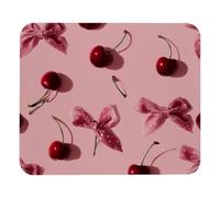 Antiscivolo Tappetino per Il Mouse Pink Bows And Cherries on Pink Backgroun Personality Design Rubber Base Gaming Mousepad Tampone per Mouse 25x30cm per Notebook,Ufficio,PC