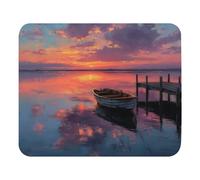 Antiscivolo Tappetino per Il Mouse, Serene Lakeside At Dawn with A Lone Wooden Boat, Superficie Liscia Tappetino per Mouse, Gaming Mousepad, 25X30cm, Computer, Ufficio, Laptop