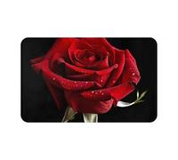 Antiscivolo Zerbino Entrata Red Roses Black Background, Tappetino di benvenuto, Ingresso, Interno, Casa, Moderno Tappeto da cucina 40X60cm