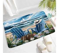 Antiscivolo Zerbino Entrata Summer Beach Coastal Seagull Chair Blue Ocean Hawaii Waves Seaside Tappetino Porta Multiuso Tappeto Ingresso Per Esterno Ingresso Giardino 40X60Cm