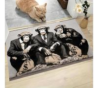 Antiscivolo Zerbino Ingresso Esterno Interno 90 X 150 Cm Tappeto Oro Nero Camera Cucina Tappetino Bagno Tappeti Lavabili In Lavatrice Gorilla In Giacca Cravatta Sacco Soldi Piccolo Pelo Corto Rug