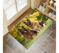 Antiscivolo Zerbino Ingresso Interno 80 x 120 cm, Tappeto Verde Camera Cucina Tappetino Pastore Tedesco Foresta,Tappeti Lavabili In Lavatrice Animali Carini Pelo Corto Rug