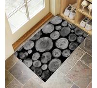 Antiscivolo Zerbino Ingresso Interno, Tappeto Grigio Camera Cucina 80 x 120 cm, Tappetino Bagno, Tappeti Lavabili In Lavatrice Pianta Motivo Retro Venature Del Legno Pelo Corto Rug